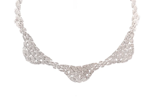 Women's Platinum Plated Geometric <b>Choker</b> Necklace With Round Brilliant Cut Cubic Zirconia Pave Setting For Party - Product Image 4