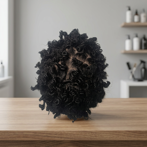 Lockiges Afro-Toupet für Männer aus Remy-Haar mit Vollspitze & PU-Basis, Weiche Unsichtbare Knoten, Schwarzes Haarersatzsystem für Dunkelhäutige Männer - Product Image 5