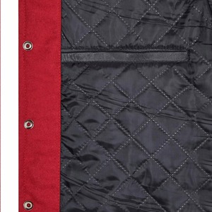 Chaqueta Varsity Roja para Hombre con Mangas de Cuero PU Gris, Cuello Alto, Estilo Casual para Otoño - Product Image 6