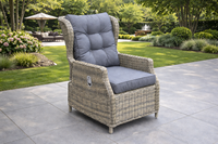 Fauteuil inclinable d'extérieur moderne en rotin avec assise en mousse rembourrée, fonctionnement manuel, design en osier, impression UV, pour ferme et appartement