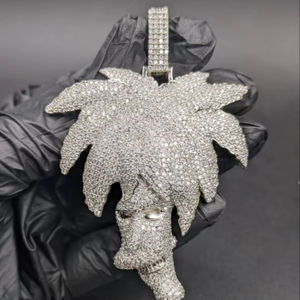 จี้รูปต้นปาล์มประดับเพชรโมอิสซาไนต์แบบสั่งทำพิเศษ สไตล์ฮิปฮอป เงินแท้ 925 สำหรับแร็ปเปอร์ - Product Image 1