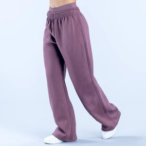 Pantalon de survêtement en molleton respirant pour femme, coupe droite, taille élastique, polyester/coton, idéal pour l'hiver, vente en gros personnalisée, style streetwear - Product Image 2