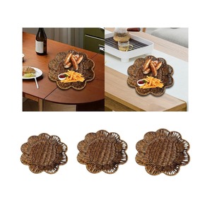Rattan Serving <b>Tray</b> Flower Shape Woven Food Plate <b>Snack</b> Display <b>Tray</b> for Catering Table Decor - Product Image 1