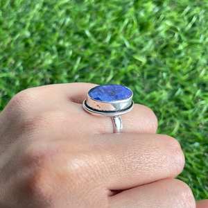 Anillo de plata 925 con zafiro azul hecho a mano, joyería de piedras preciosas naturales para mujer, regalo al por mayor - Product Image 5