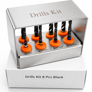Juego de 8 brocas dentales negras para implantes, codificadas por colores, de acero inoxidable, para cirugía oral en clínicas dentales, herramienta quirúrgica CE - Product Image 4