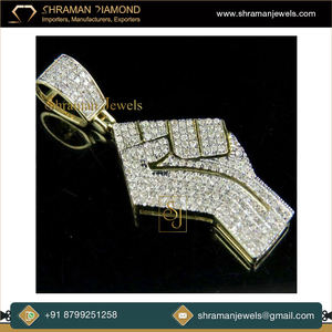 Pendentif Symbole de Paix GIVRÉ en Argent 925 Plaqué Rhodium pour Homme, Style Hip Hop, Design Unique et Tendance, Bijoux SHRAMAN DIAMOND - Product Image 4
