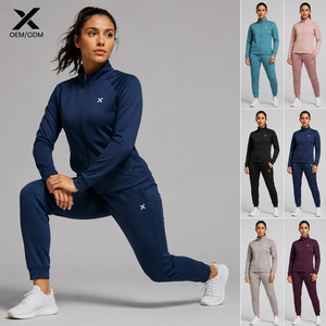 Conjunto Deportivo Rosa para Mujer X Sports City, Chaqueta con Cierre Completo y Pantalones Deportivos, Diseño Deportivo de Color Sólido, Material Transpirable, Ropa de Otoño - Product Image 4