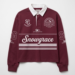Chemise en jersey unisexe Snowgrace à manches courtes, col en V rayé, coupe décontractée, toutes saisons, respirante, en polyester, broderie - Product Image 1