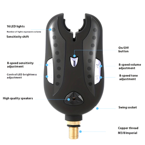 Indicateur de morsure pour la pêche à la carpe européenne, équipé d'un éclairage LED et d'une alarme sonore, avec volume réglable (piles non incluses) - Product Image 3