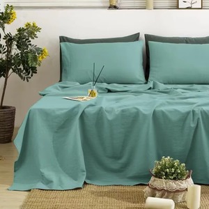 Parure de lit 4 pièces en lin 100% naturel pour lit Queen, respirante, douce et durable, vente en gros - Product Image 5