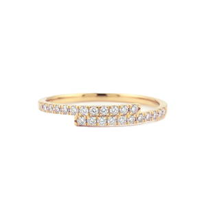 Bague demi-éternité en or massif 10K 14K avec certificat IGI, diamants de laboratoire ronds, double rangée, empilable, minimaliste, style bypass - Product Image 1