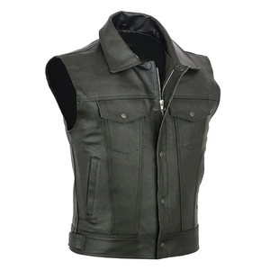 Gilet en cuir pour homme coupe-vent, léger, en cuir véritable, sans manches, avec logo personnalisé, vêtements en cuir décontractés - Product Image 3