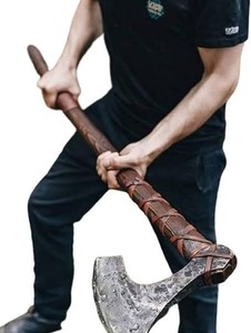 Hacha de Batalla Vikinga Hecha a Mano, Cabeza de Acero Táctica, Mango de Madera Grabado, Herramienta de Supervivencia - Product Image 6