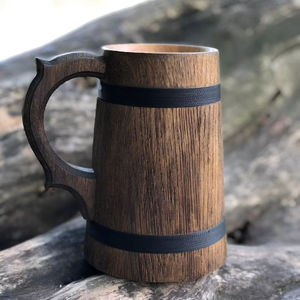 Chope à bière en bois faite à la main, écologique, durable, tasse en bois sculpté, chope à boire en bois naturel rustique, bière, café, thé, style rustique - Product Image 4