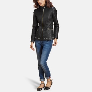 Original Leather Women Quilted <b>Jacket</b> Handcrafted Embroidery Letter <b>Sequins</b> Design Breathable Eco-Friendly Winter Fashion New - Product Image 4