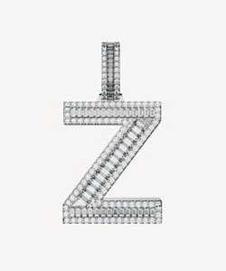 <b>Iced</b> <b>Out</b> Moissanite Letter Z Pendant Rhodium Plated 925 Silver <b>Chain</b> Unisex Hiphop Pendant Everyday Wear Charm - Product Image 2