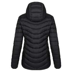 Women's Winter <b>Quilted</b> <b>Jacket</b> Hooded Full Sleeve Zipper Closure Solid Black Puffer Coat Regular Length Warm Outerwear - Product Image 2