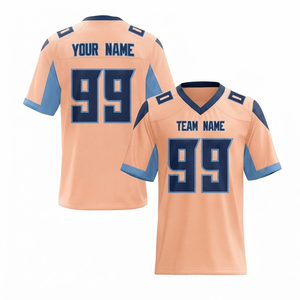 Jersey de Fútbol Americano Personalizado con Impresión Sublimada, 100% Algodón, Nombre del Equipo y Logotipo Personalizados, Unisex, Talla Grande, Manga Corta, Cuello en V - Product Image 1