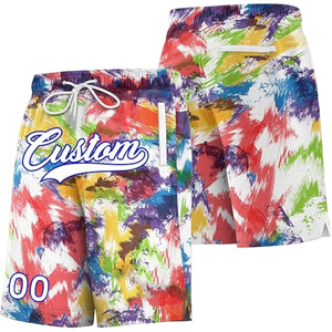 Shorts de bain pour homme personnalisés, colorés, peints à la main, avec cordon de serrage et poches, séchage rapide, pour le sport - Product Image 2