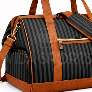 Sac de sport et de voyage personnalisé dernière génération en polyester avec garniture en cuir PU, grande capacité, fermeture éclair étanche, écologique, fabricant OEM ODM - Product Image 5