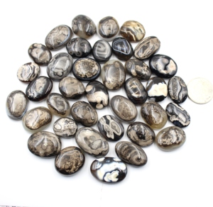 Ágata Negra Sulemani Natural Estampada, Cabujón de Ágata Estampada Suelta, Ágata Sulemani Suelta para Anillo - Product Image 2