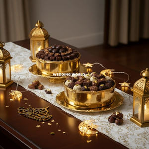 Juego de dos tazones para chocolate con acabado dorado, recién llegados, diseño moderno, tazones de metal para chocolate. - Product Image 1