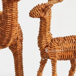 Estatua de Reno de Ratán Rústico de Lujo, Escultura de Ciervo Navideña Sostenible, Figura Decorativa para Mesa del Hogar - Product Image 2