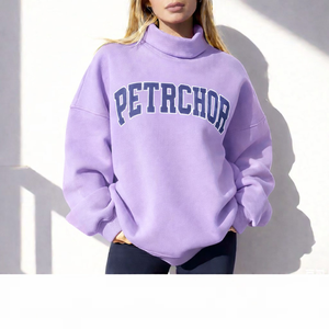 Sudadera de Felpa con Cuello Alto para Mujer, Talla Grande, Otoño, Precio Económico al por Mayor, Bordado Personalizado, Logotipo Impreso en la Parte Delantera, Servicio OEM Personalizado - Product Image 2
