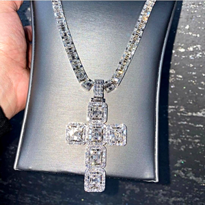 Pendentifs et breloques en diamants blancs, bijoux fins, style hip-hop, chaîne au meilleur prix, breloque avec pendentif en diamants glacés, personnalisable - Product Image 4