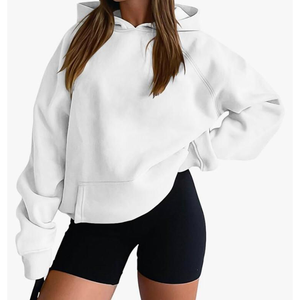 Sweat à capuche pour femme de haute qualité, à manches longues, en polaire tricotée, vert uni, avec poche avant, doublé et respirant - Product Image 3
