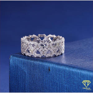 Anillo de banda para hombre de plata 925 de lujo con diamante cultivado en laboratorio, diseño geométrico y estilo de joyería llamativo. - Product Image 1