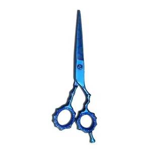 Ciseaux à cheveux professionnels en acier inoxydable, lame tranchante, pour droitiers, manche long, couleur bleue - Product Image 2