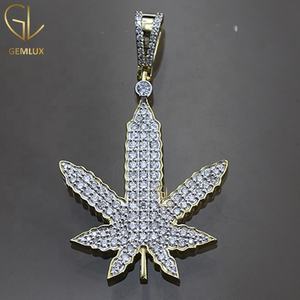 Stylish High Quality 14k Gold Certified Pave Set Natural Diamond Iced Out Bling Bling Leaf Charm Pendant <b>for</b> Men Women - Product Image 3