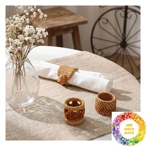 Porte-serviettes en rotin artisanal, anneau tissé naturel, décoration de table pour mariage, banquet, restaurant, salle à manger et maison - Product Image 6