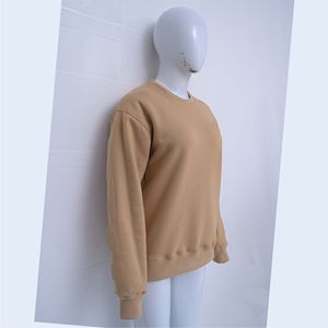 <b>Neutral</b> beige crewneck sweatshirt premium cotton casual pullover soft fabric everyday wear OEM ODM clothing production Wholesale - Product Image 4