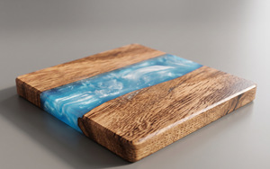 LIVE <b>EDGE</b> STUDIO Customized <b>Square</b> Epoxy Wood Resin Coasters Modern Design Eco-Friendly Without Holder Set - Product Image 5