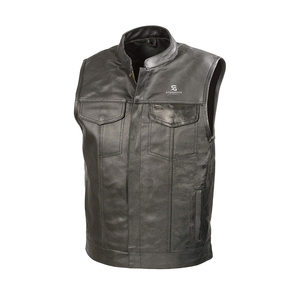 Men's <b>Leather</b> Vest Adults Custom Wholesale OEM ODM Motorcycle Biker <b>Jacket</b> <b>Sleeveless</b> Vintage Premium Casual Outerwear - Product Image 4