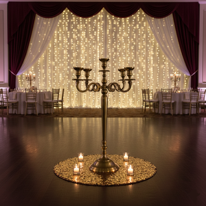 Candelabro Moderno de Metal Plateado y Negro de 5 Brazos, Centro de Mesa para Bodas y Eventos, Portavelas para Decoración de Mesa de Lujo - Product Image 3