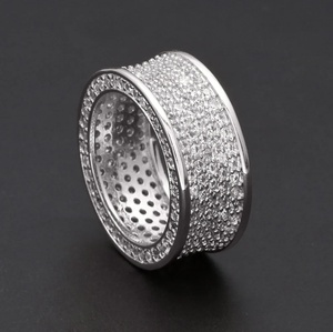 <b>Iced</b> Out Cluster <b>Ring</b> Zircon Band Brass Plated Wedding Party Jewelry for Women and Unisex - Product Image 3