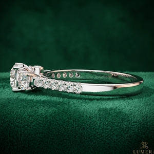 IGI Certified Lab Grown Diamond Three Stone <b>Cushion</b> Cut Engagement <b>Ring</b> Pavé Band 9K 10K 14K 18K Gold <b>Wedding</b> <b>Ring</b> for Women - Product Image 2