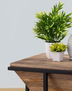 Modern Geometric Wood <b>Side</b> <b>Table</b> With <b>Black</b> Metal Frame Indoor Living Room Decor Accent Piece - Product Image 2