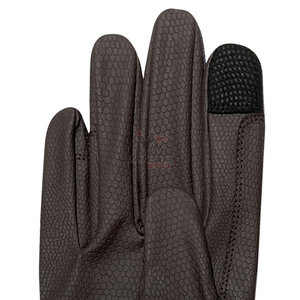 Brown <b>Leather</b> Full Finger Riding <b>Gloves</b> OEM Manufacturer Touchscreen Compatible Equestrian <b>Gloves</b> For Men and <b>Women</b> - Product Image 6
