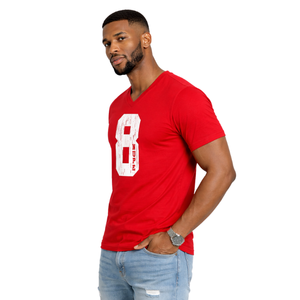 Camiseta con Cuello en V Kappa Alpha Psi Número 8, Roja, Ropa de Fraternidad Griega con Gráfico Audaz, Comodidad Premium y Ajuste Elegante - Product Image 3
