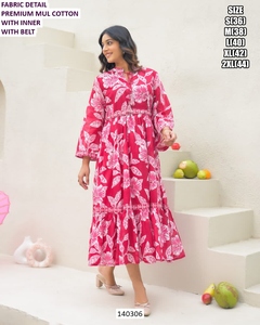 Conjunto Zohra Regal para Mujer, Kurta/Kurti Tradicional de Crepé y Algodón, Largo hasta el Suelo, con Protección Solar y Secado Rápido para Todas las Temporadas - Product Image 1