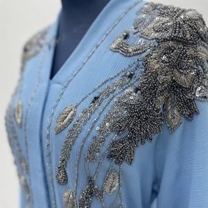 Luxury Modest Wear Women's Kaftan <b>Abaya</b> with Decorative Bead Embroidery Polyester Spring - Product Image 5