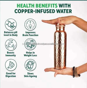 Botella de agua de cobre puro de alta calidad, beneficios para la salud ayurvédicos, diseño a prueba de fugas para la hidratación diaria a precio de fábrica - Product Image 3