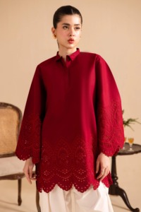 Kurta en coton rose avec ourlet brodé, coupe ample, longueur cheville, tenue décontractée traditionnelle indienne et pakistanaise pour femmes - Product Image 4