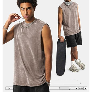 Vintage Oversized Custom Design Pattern Gym Sleeveless T-shirt Muscle Unisex Plus Size Tank Tops Acid Washed - Product Image 5