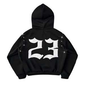 Hoodies personnalisés à strass très demandés – Sweat à capuche zippé délavé avec strass, coupe oversize et courte pour homme - Product Image 2