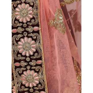 Ropa de boda de color granate excepcional, Lehenga Choli bordado semicosido, cumplimiento Manual de 3000G por Zeel Clothing - Product Image 2